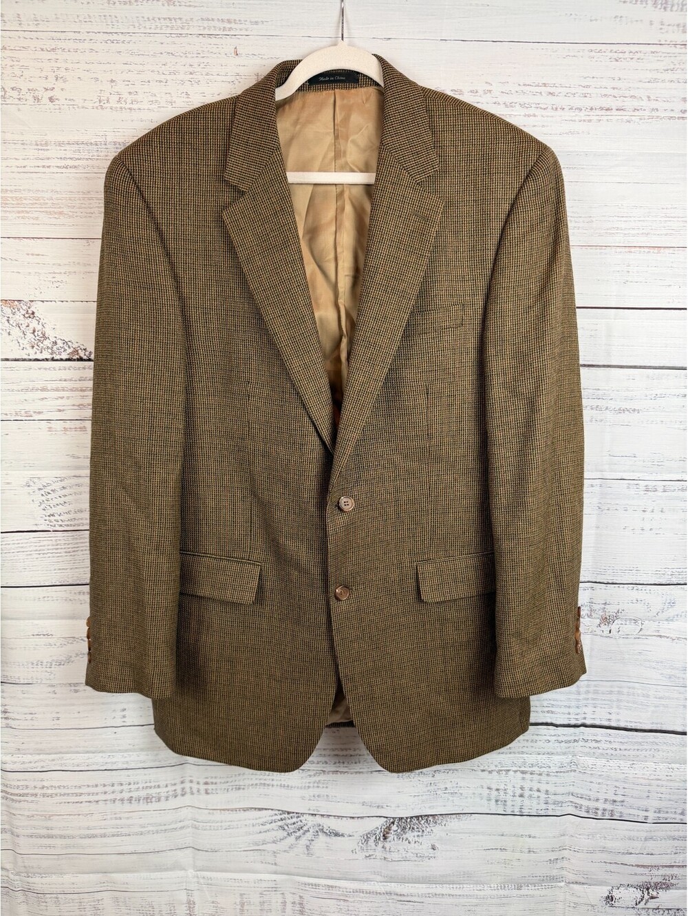 RALPH LAUREN LAUREN brown check 100% lambs wool mens jacket blazer 42L
